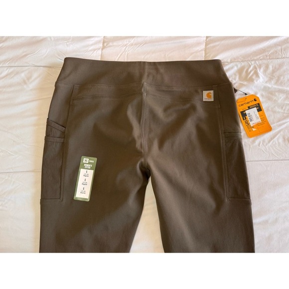 New Carhartt Womens Force Fitted Sz Large Regular Utility Leggings Olive Green - Picture 7 of 10